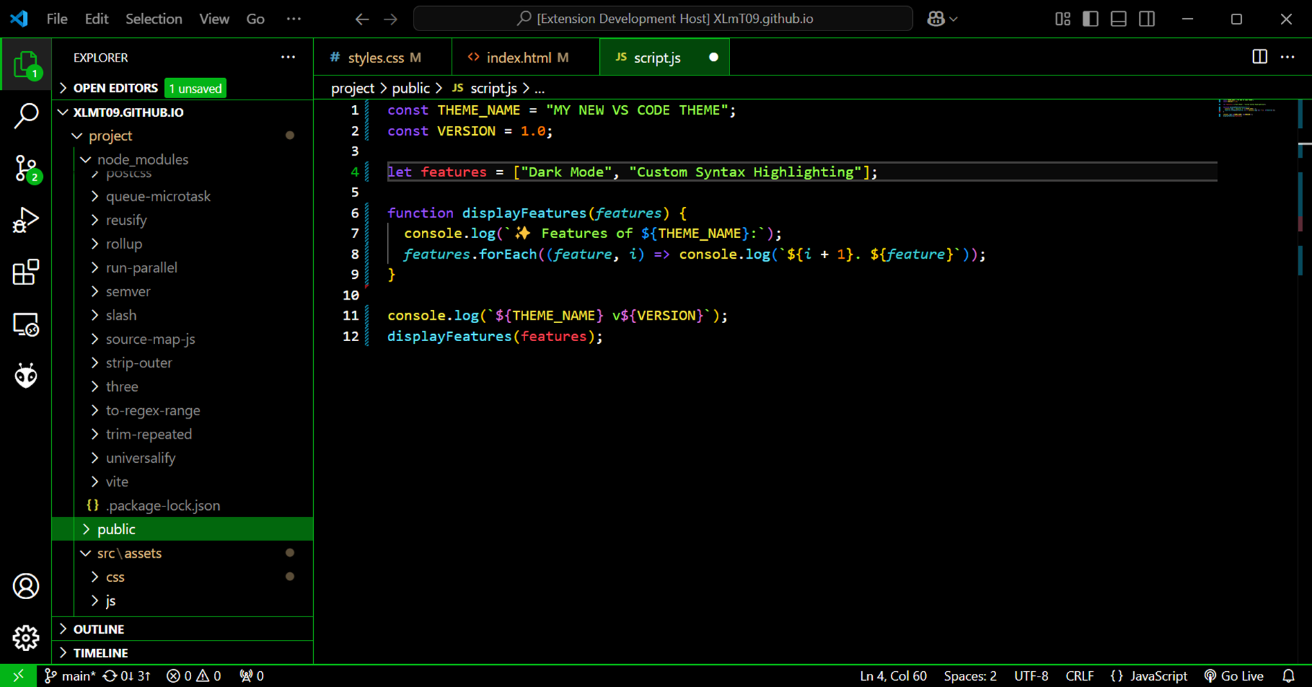 Image of my VS Code Theme.
